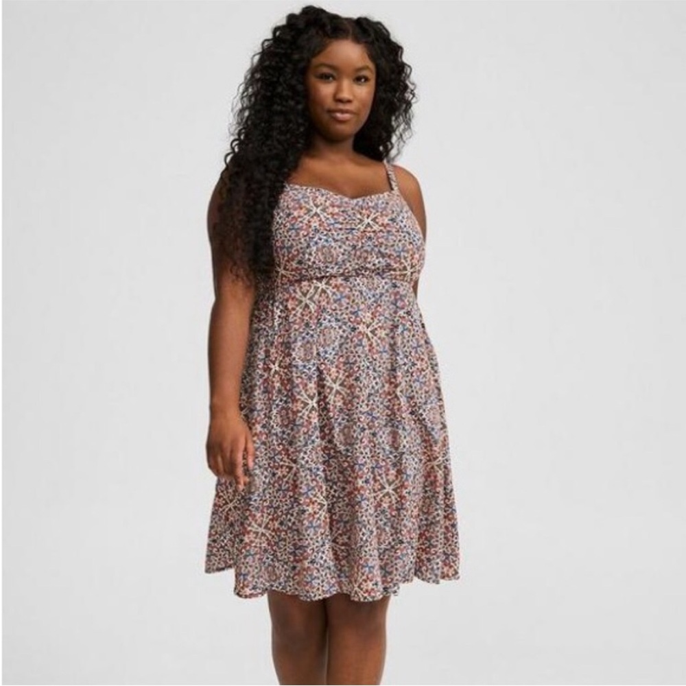 Torrid cream orange blue medallion print skater dress‎ size 6X NWT
